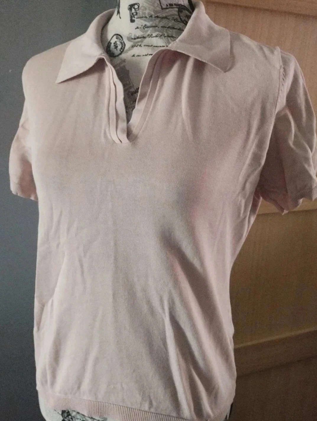 Polo manches courtes rosé, soie/coton, Rodier, T42